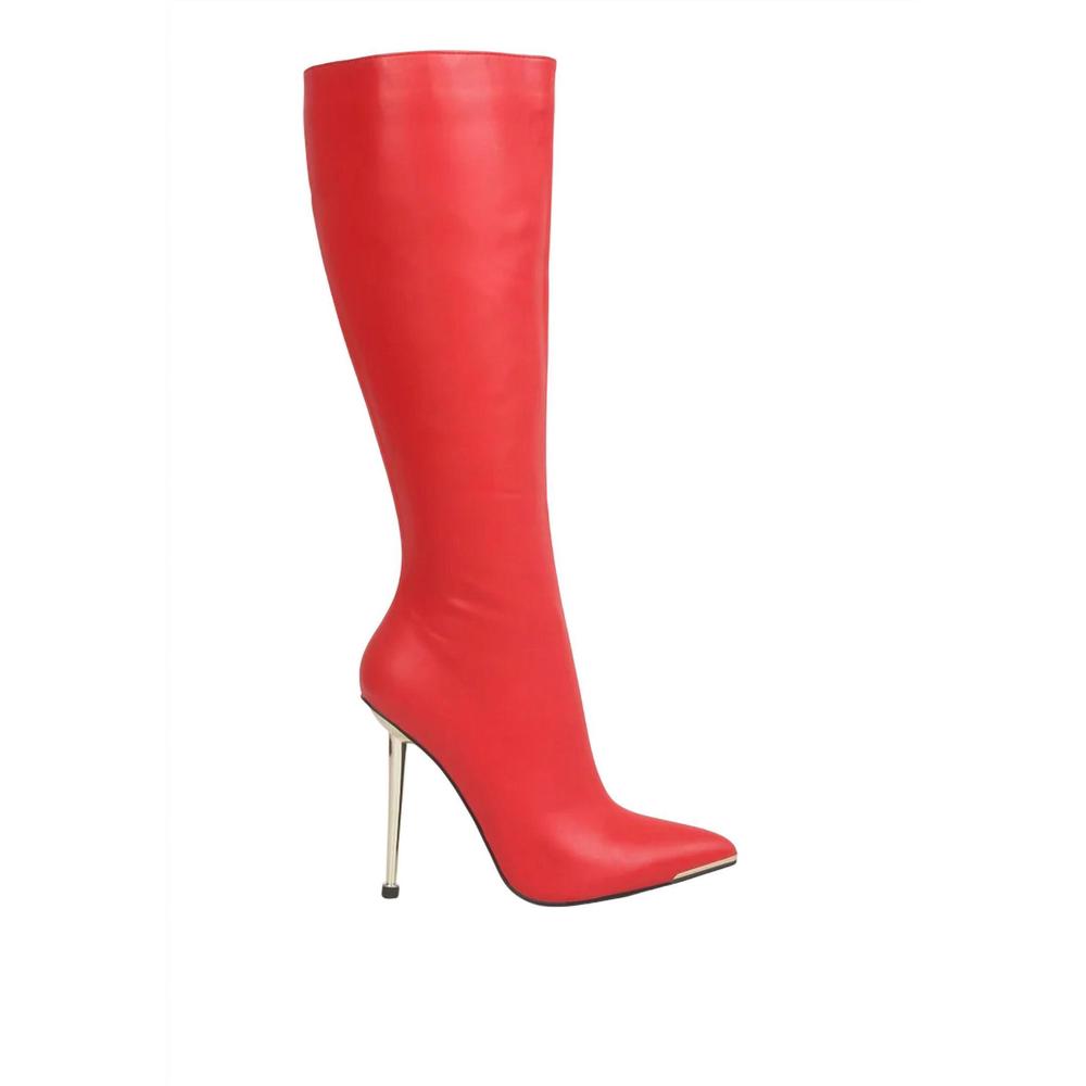 NEW RAG COMPANY women's hale pointed heel calf boots in red